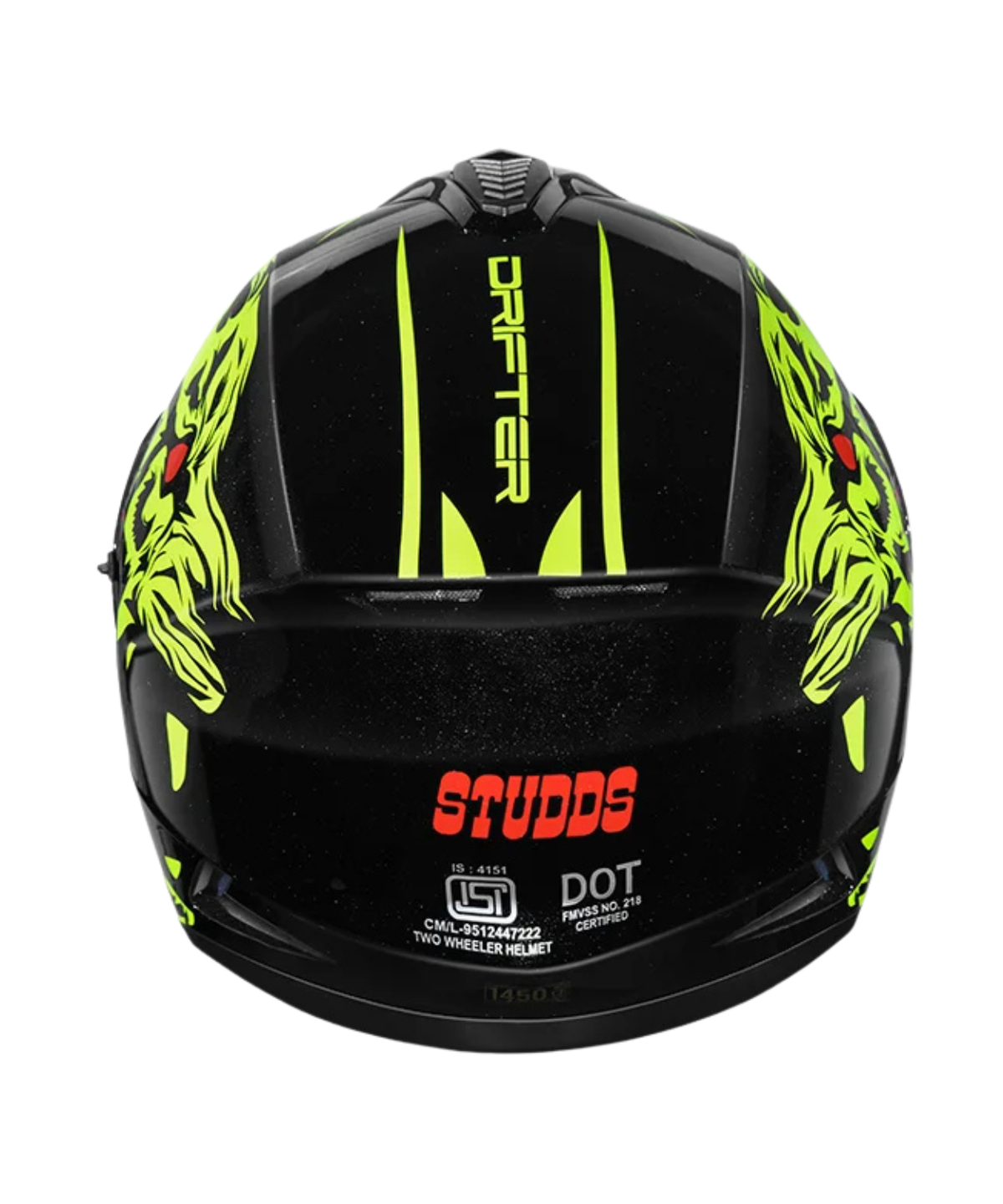 Studds Drifter D2 Leopard Decor Graphics Helmet - Gloss Black Yellow N5 - Studds