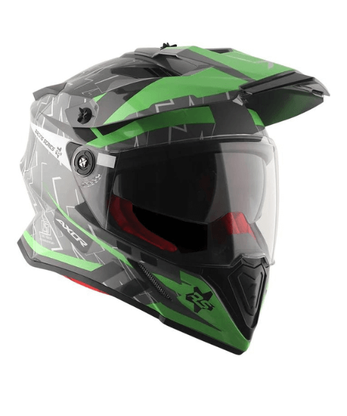 Axor X-Cross Flash Dual Visor Helmet - Cool Grey Green