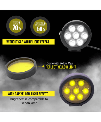 HJG 7 Led White/Yellow Fog Light (70W) with yellow filter