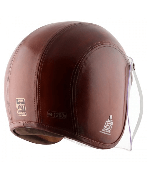 Axor Retro Jet Leather Congo Helmet - Coniac Dark