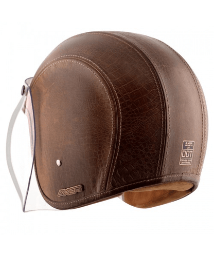 Axor Retro Jet Leather Poison Helmet - Coco Brown