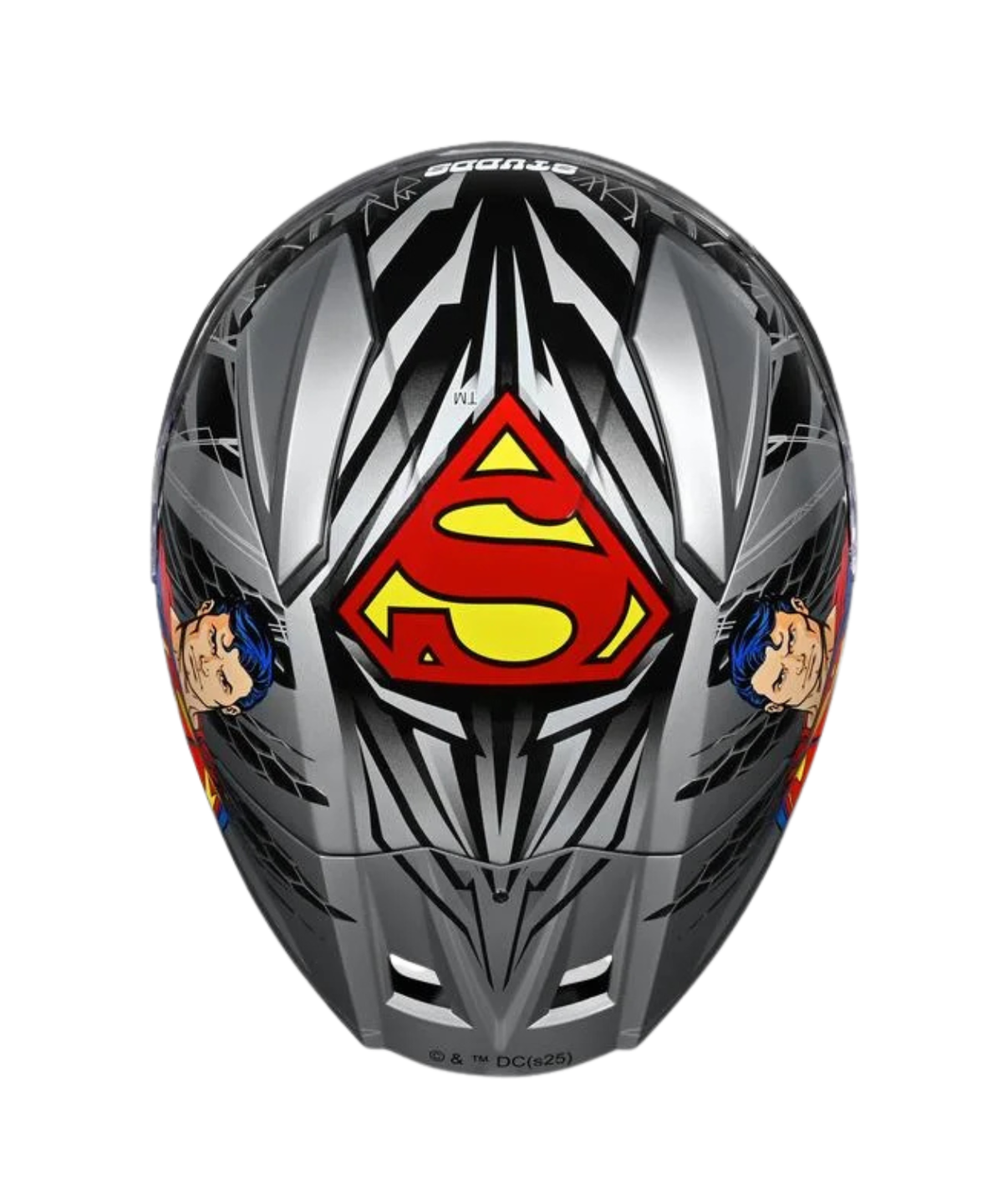 Studds Helios Superman Edition Graphics Helmet - Gloss Silver Blue N1 - Studds