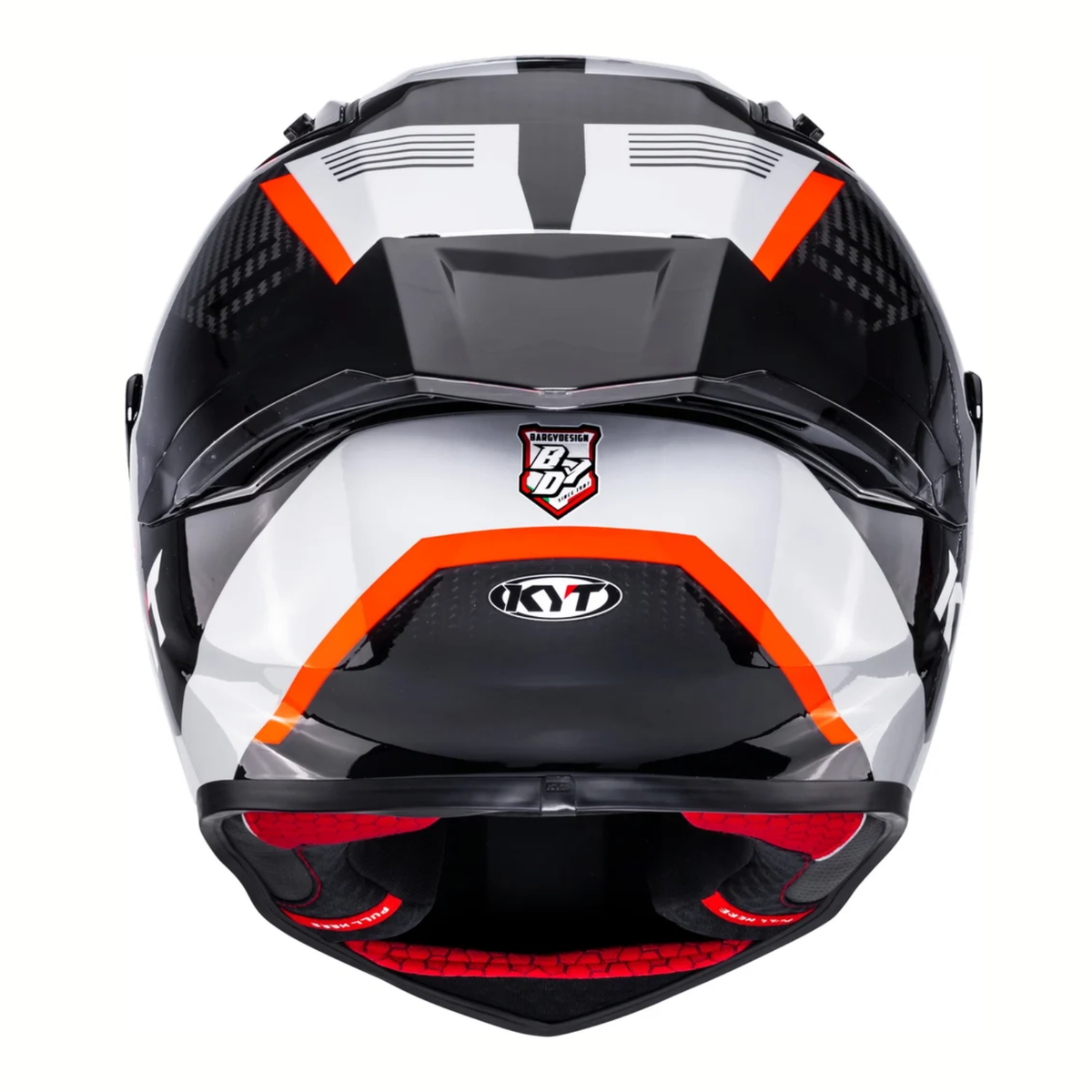 KYT R1R Zone Carbon Fiber Helmet - Gloss Black Orange - KYT Helmets