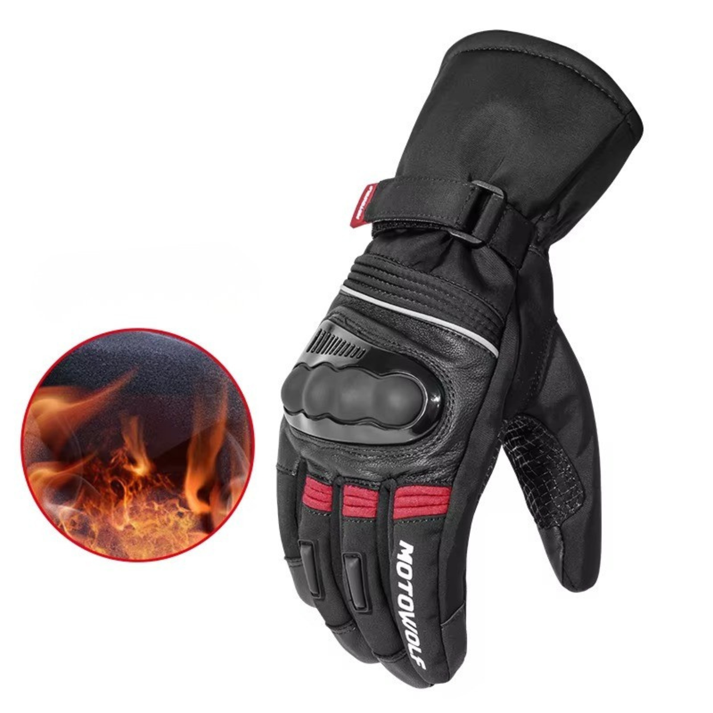 Motowolf Winter Motorcycle Gloves - MDL0318 - Black Red