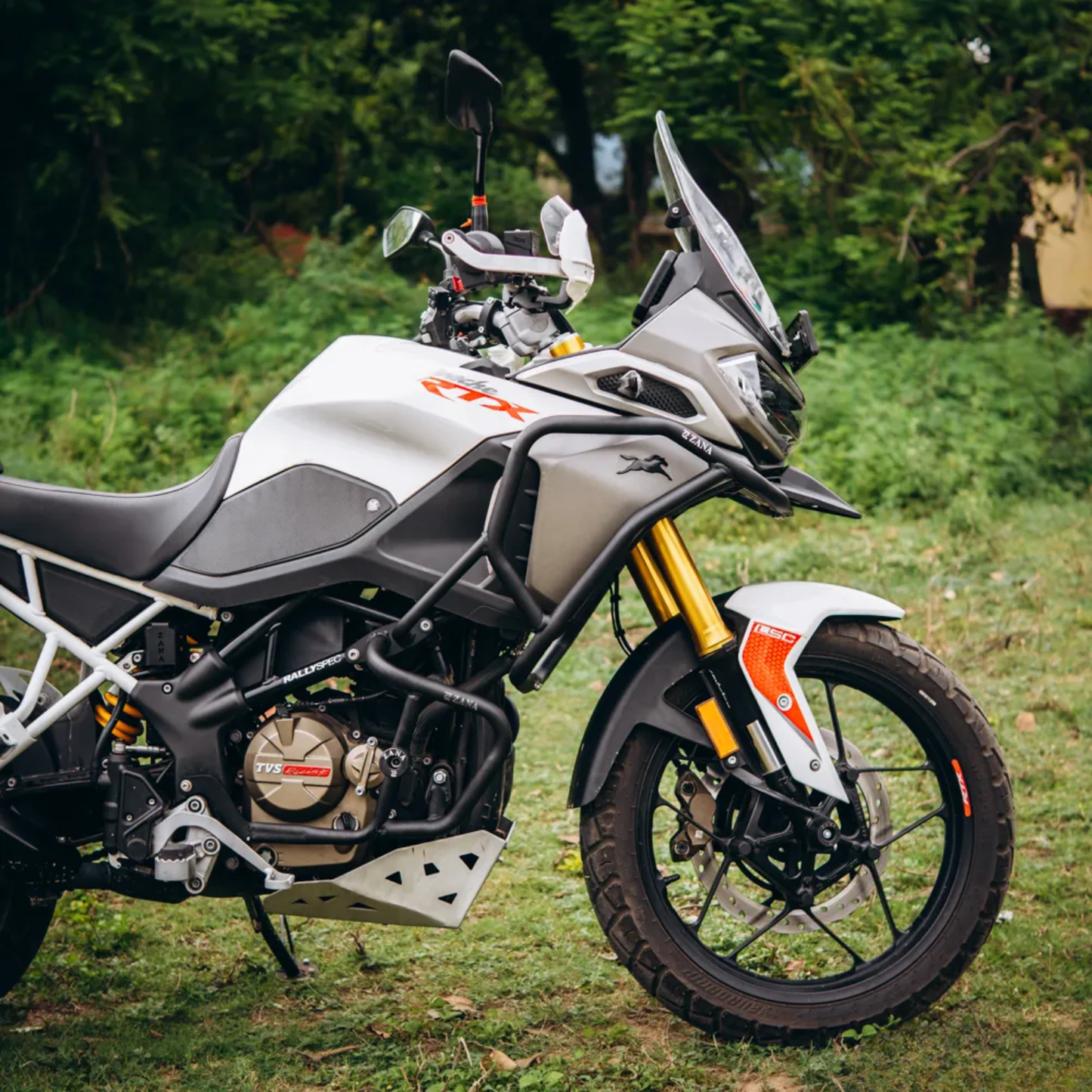 Zana TVS Apache RTX 300 Beak Version Upper & Lower Crash Guard With Slider Combo - Black - ZI-8735 / ZI-8710