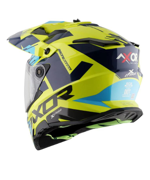 Axor X-cross X1 Dual Visor Helmet - Neon Yellow Blue