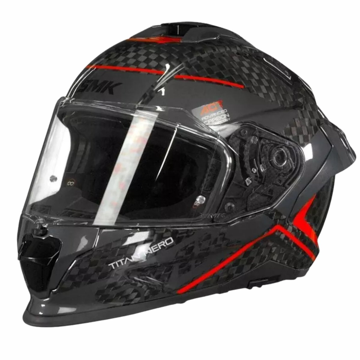 SMK Titan Carbon Nero GL263 Carbon Grey Red Helmet - SMK