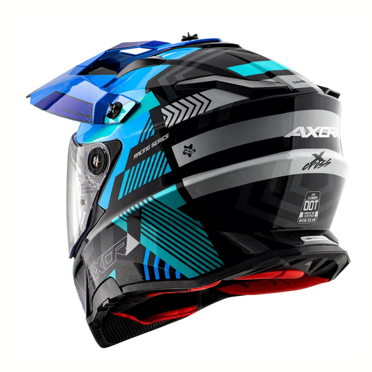 Axor X-Cross Dual Visor Gambling Helmet - Black Blue