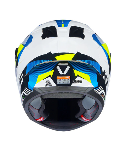 Korda Sonic GP Brave Helmet - Gloss White Blue & Fluorescent Yellow