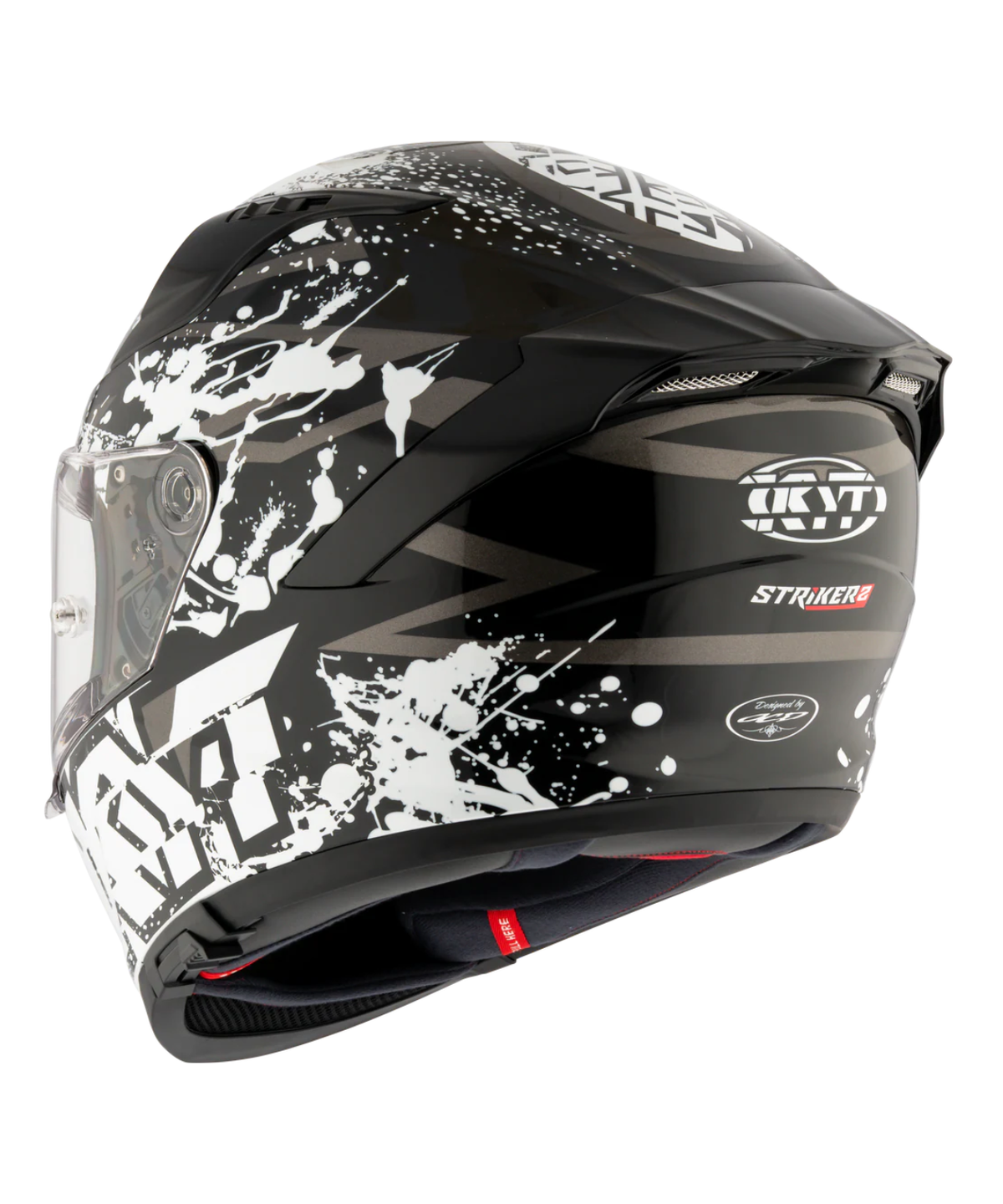 KYT Striker 2V Neutron Helmet - Gloss Black White - KYT Helmets