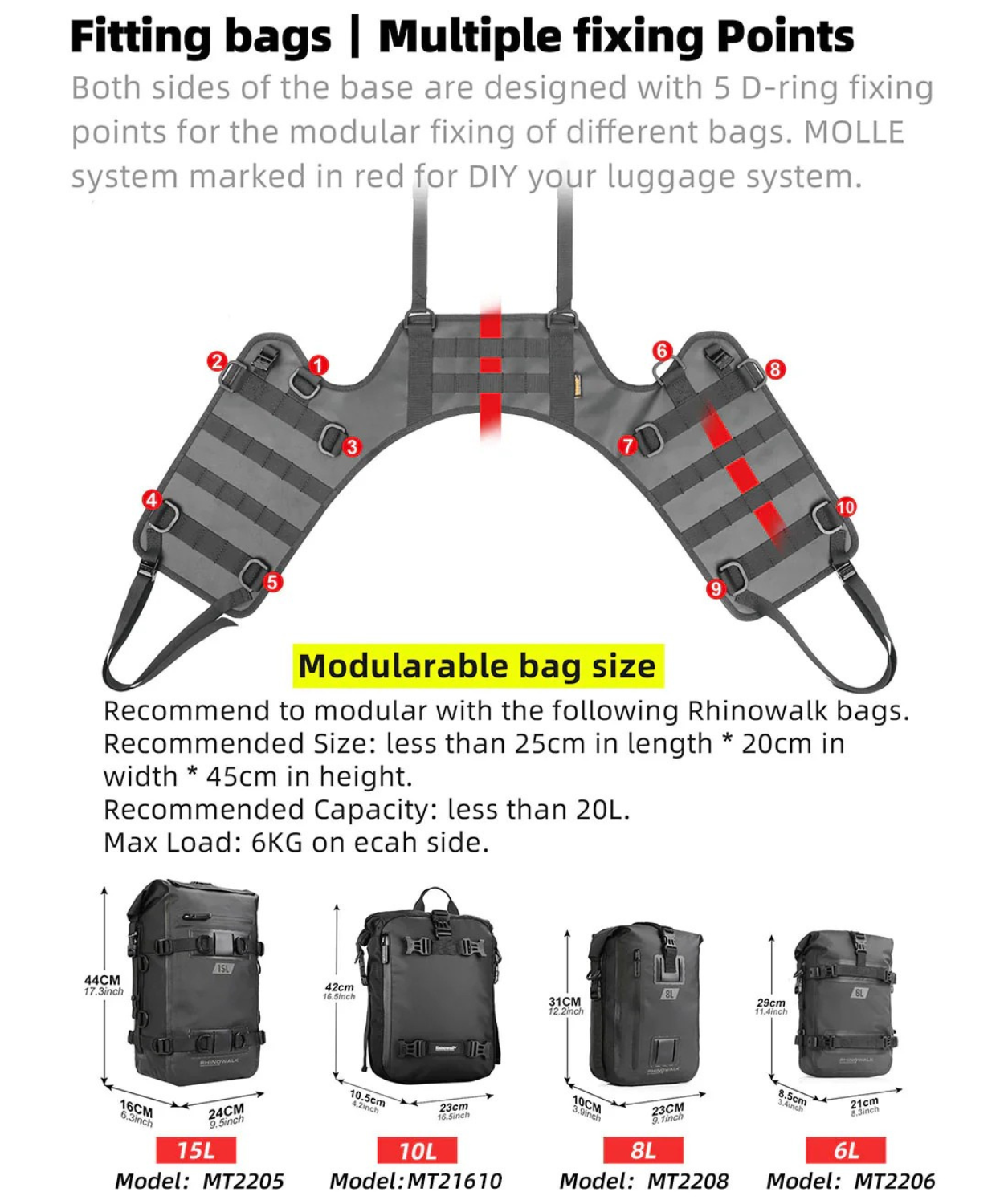 Rhinowalk Mounting Base for Tail Bag - MT002A
