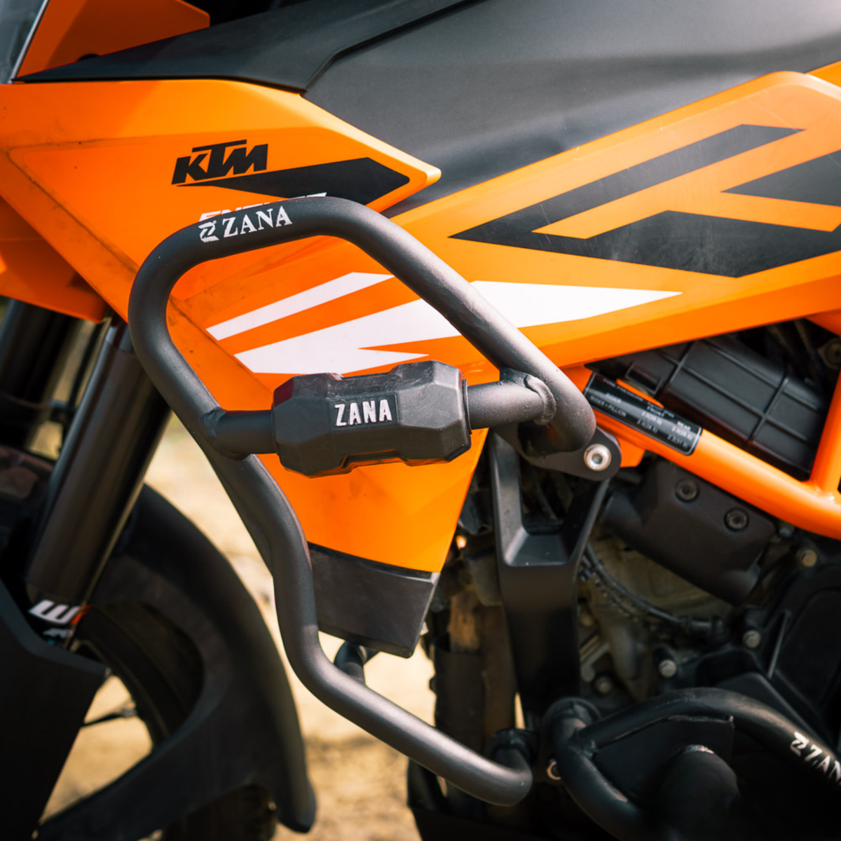 Zana KTM ADV 390 (2025) / KTM Enduro 390 Upper & Lower Crash Guard Set with Slider - Black - ZI-8697 / ZI-8698 - Zana
