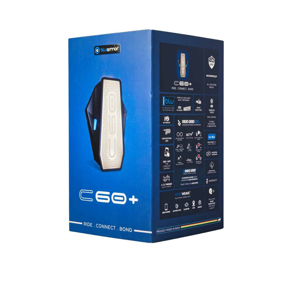 Bluarmor C60 Plus Helmet Communication Device - Intercom and Bluetooth