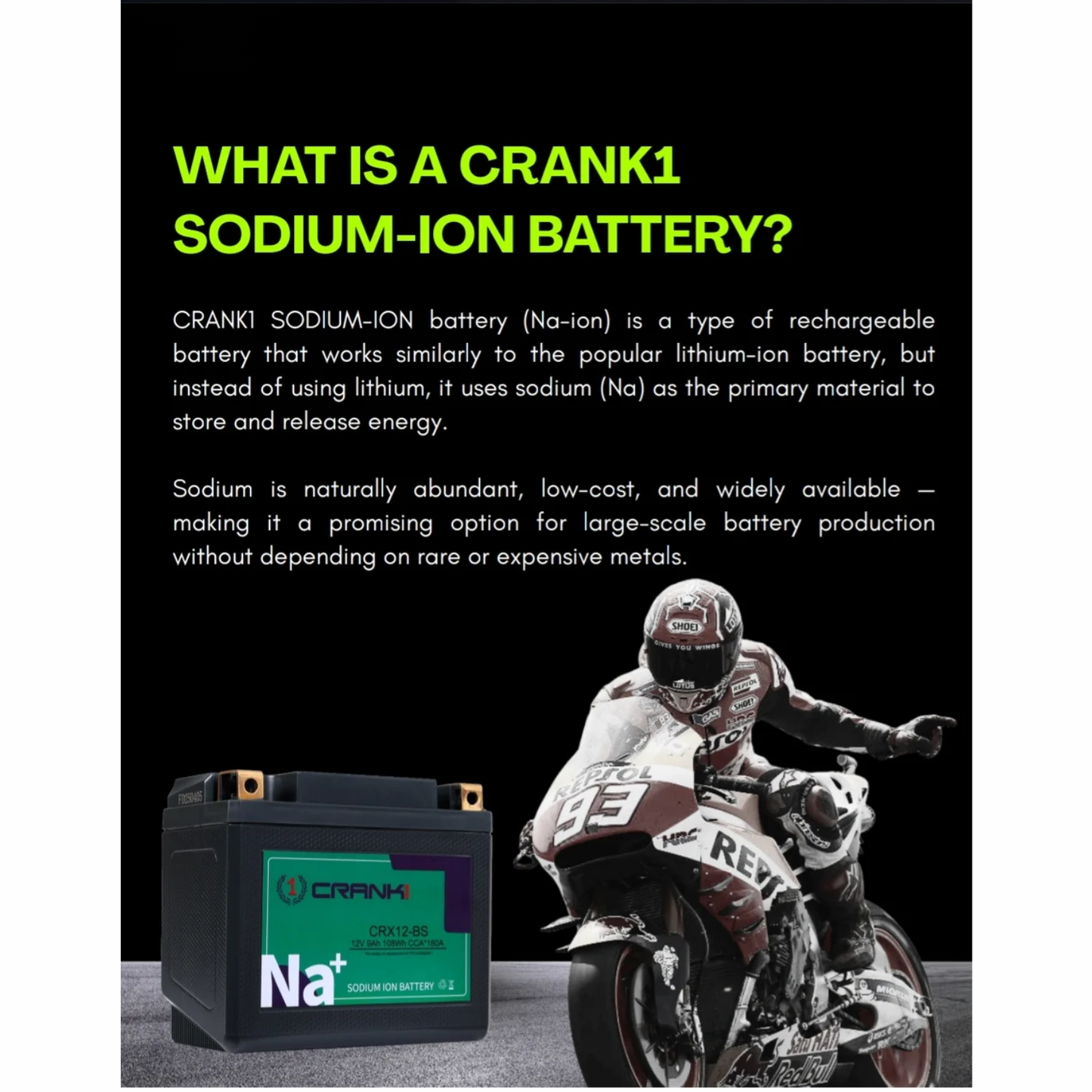 Crank1 Sodium ION Factory Activated Battery for Triumph Street Triple 765 RS (2021 Onwards) - CRX10S