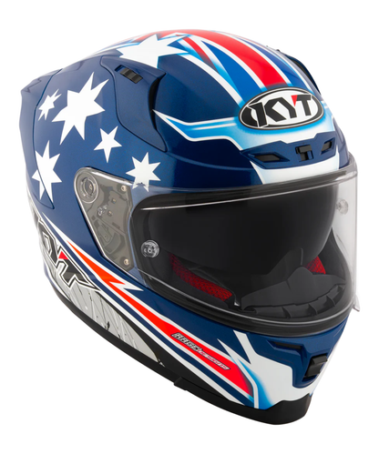 KYT Striker 2V Brock Parkes Replica Helmet - Gloss Blue White
