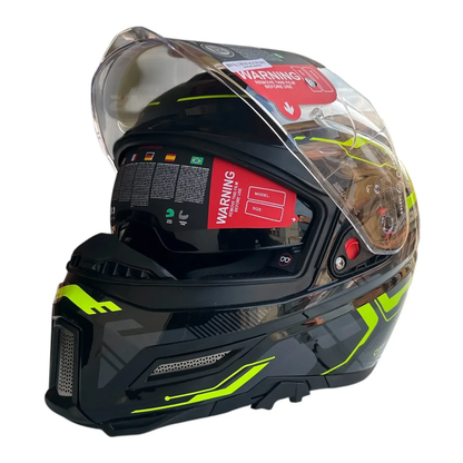SMK Agnar Tektron GRPS GL264 Full Face Helmet - Gloss Black Yellow