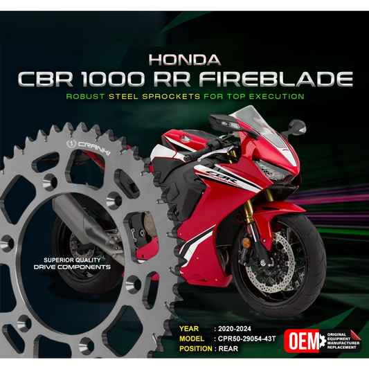 Crank1 Honda CBR 1000RR Fireblade (2020-2024) Performance Motorcycle Sprocket - Black - CPR50-29054-43T