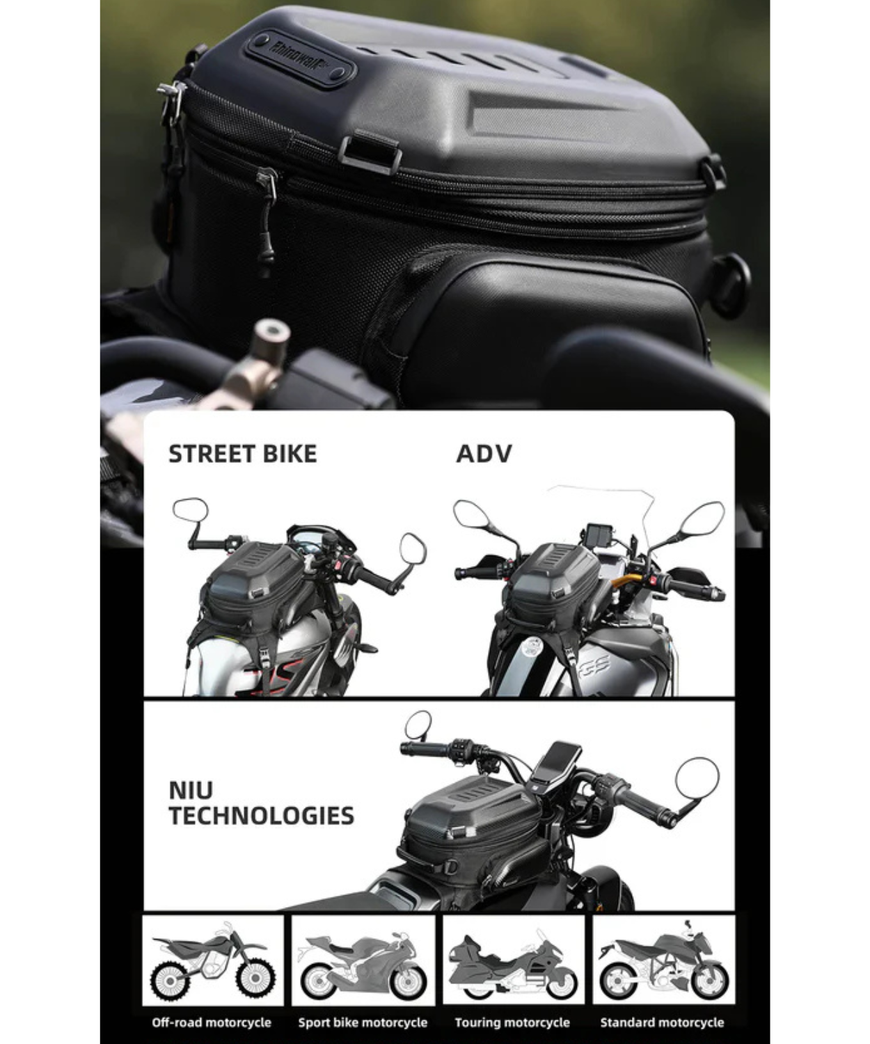 Rhinowalk Hard Shell Fuel Tank Bag 18L - MTR3001