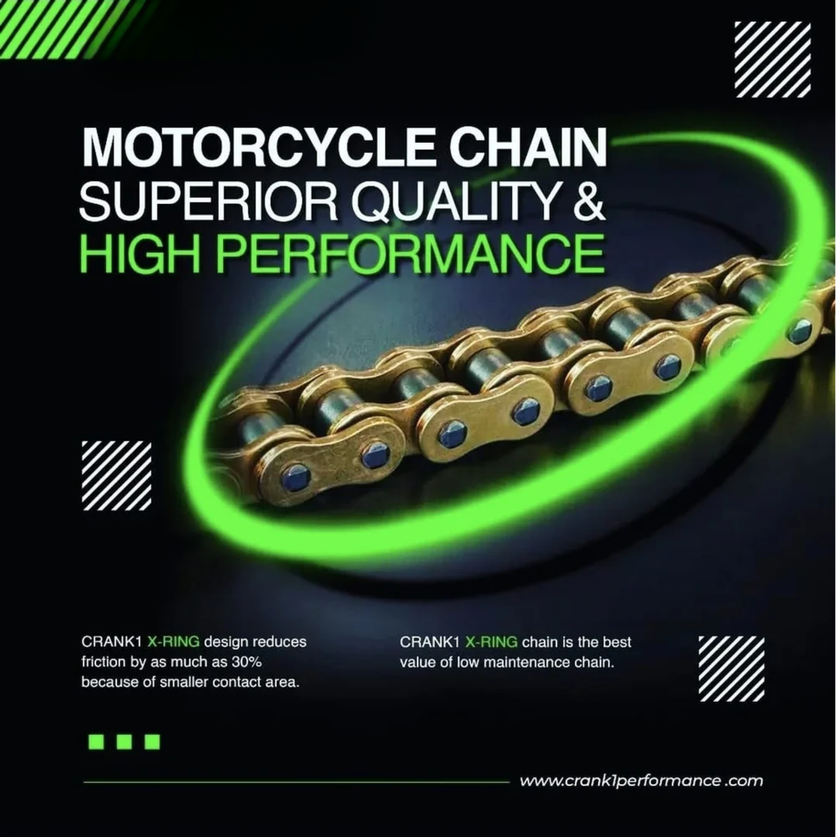 Crank1 Triumph Tiger 900 Rally Pro (2024 Onwards) 525 Pitch ZVM-X-122L Chain - Gold - Crank 1