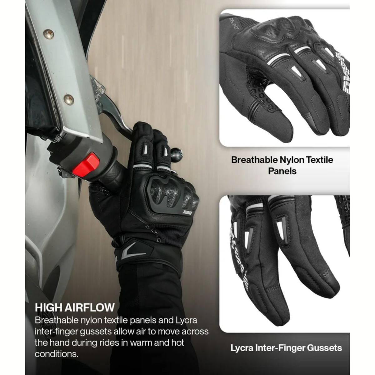 Rynox Delta GT Riding Gloves - Black - Rynox