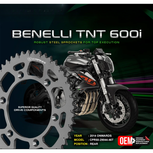 Crank1 Benelli TNT 600i (2014 Onwards) Performance Motorcycle Sprocket - Chrome - CPR50-29044-46T