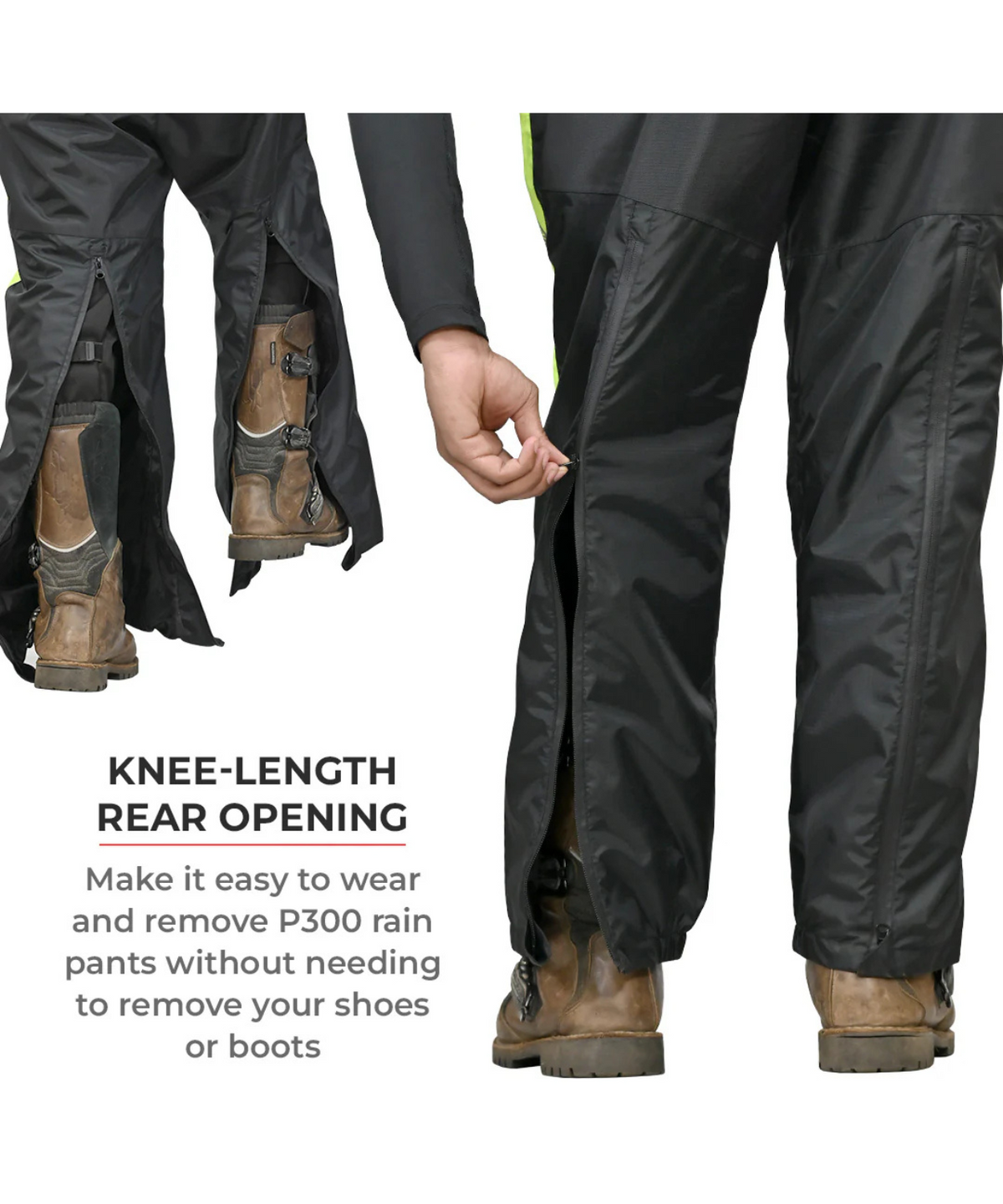 Viaterra P300 Motorcycle Rain Pant - Black Green - Viaterra
