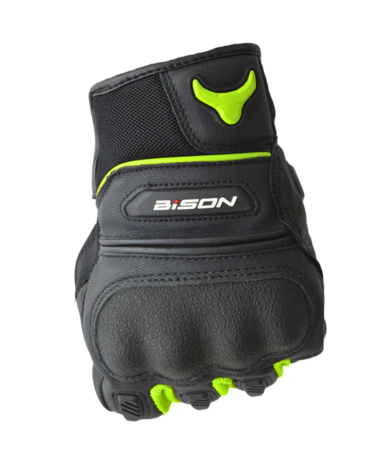 Bison ProGear Air Pro Riding Gloves - Black Hi-Viz Green
