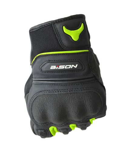 Bison ProGear Air Pro Riding Gloves - Black Hi-Viz Green