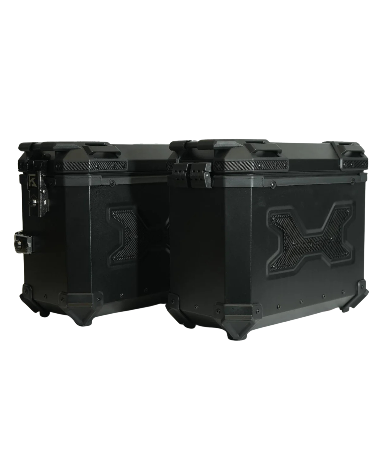 Kolga Bros Carbon Moto Alluminium Panniers 76L - Black