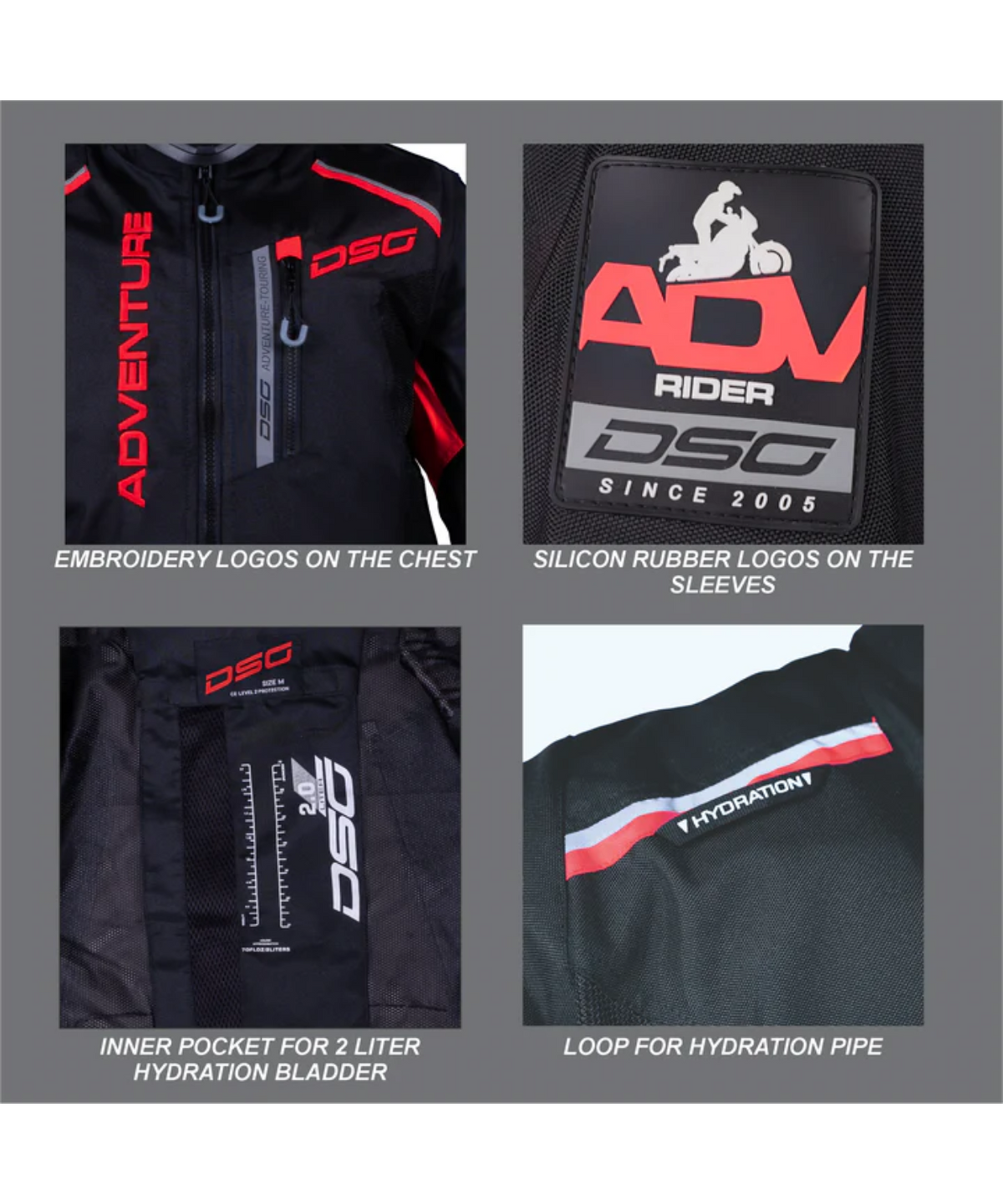 DSG Adv Riding Jacket - Black Red - DSG