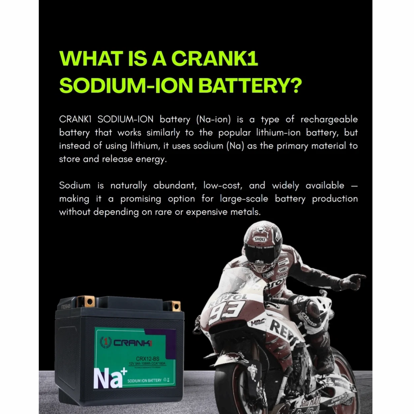 Crank1 Triumph Tiger 800 XCX (2015-2020) Sodium ION Factory Activated Battery - CRX16-BS
