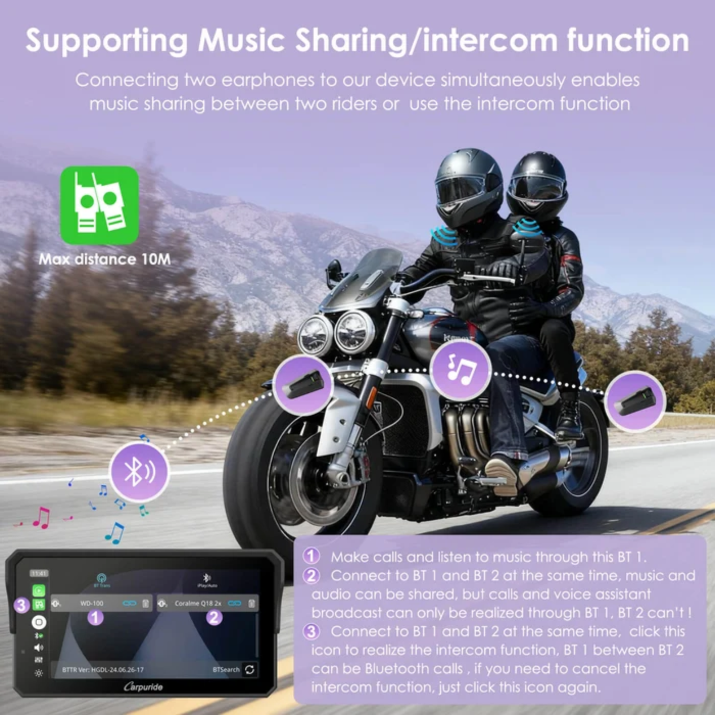 Carpuride W602BS 6-Inch BMW Motorcycle Stereo
