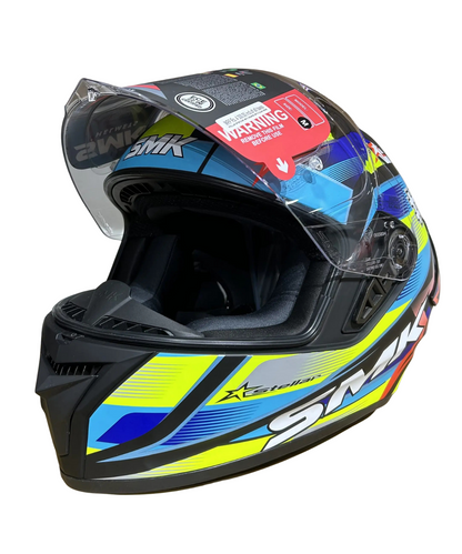 SMK Stellar Uno GRPS MA254 Full Face Helmet - Matt Black Blue Yellow