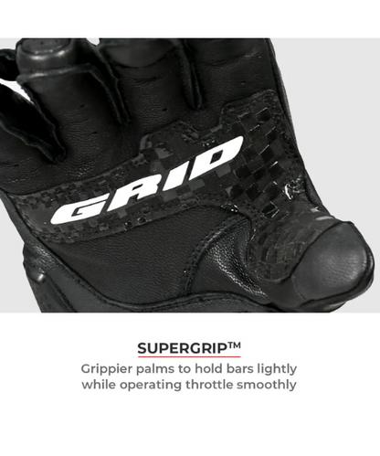 Viaterra Grid MK3 Full Gauntlet Motorcycle Riding Gloves - Black