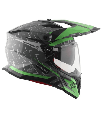 Axor X-Cross Flash Dual Visor Helmet - Cool Grey Green