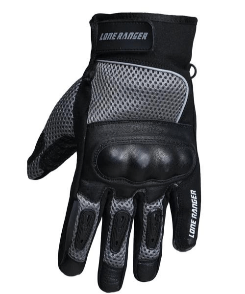 Lone Ranger AirX Biker Riding Gloves - Grey Black