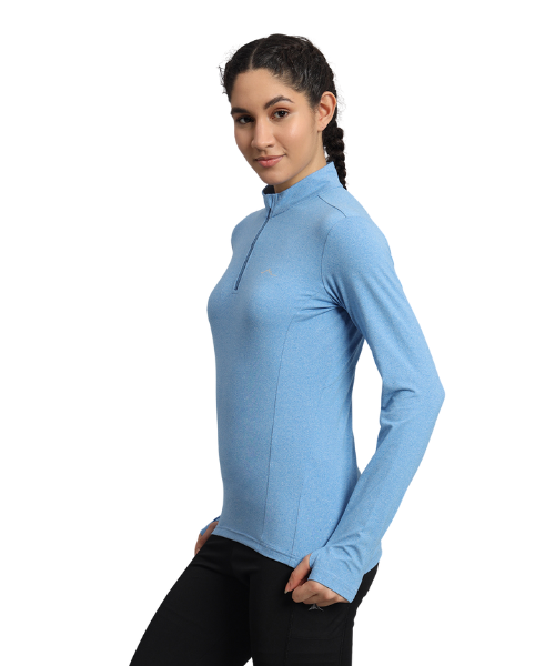 Reccy Women's Nomadic Full Sleeves T Shirt - Lichen Blue