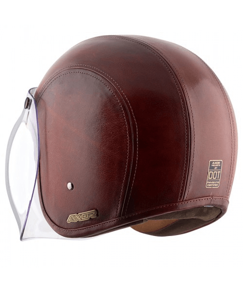 Axor Retro Jet Leather Congo Helmet - Coniac Dark