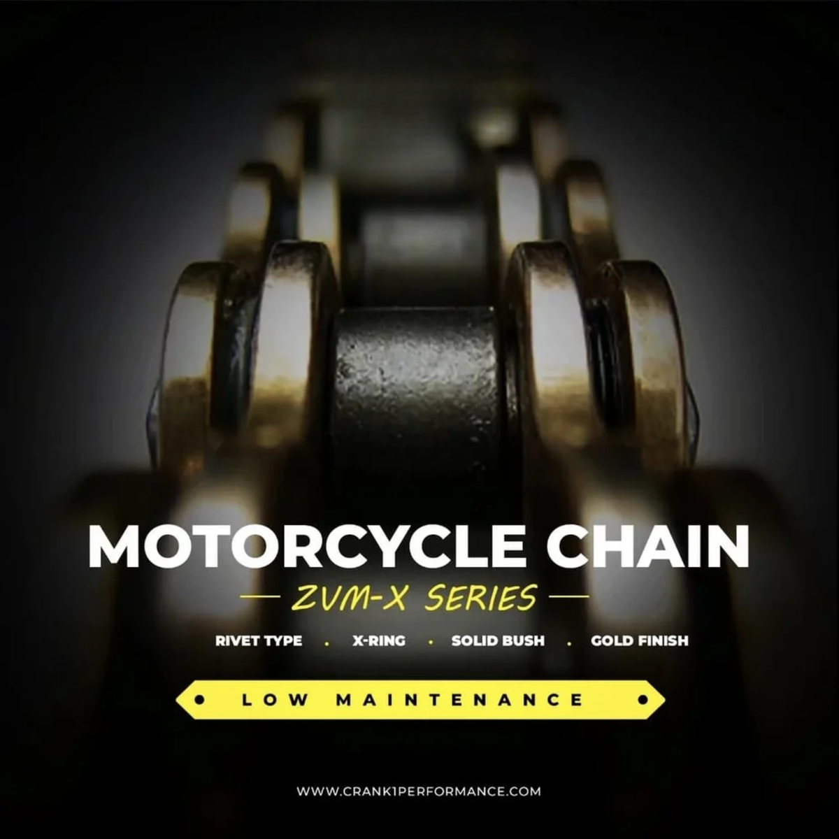 Crank1 Triumph Tiger 900 Rally Pro (2024 Onwards) 525 Pitch ZVM-X-122L Chain - Gold - Crank 1