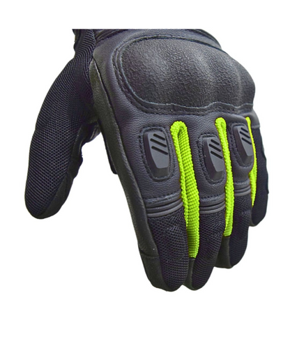 Bison ProGear Air Pro Riding Gloves - Black Hi-Viz Green