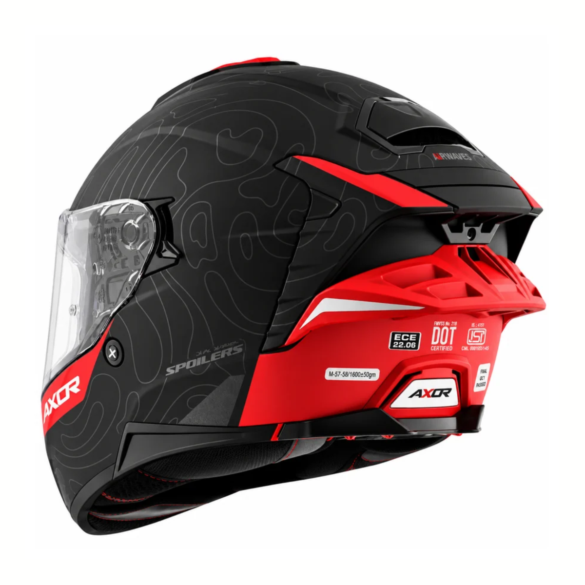 Axor Brutale Airwaves Dual Spoiler Helmet - Matt Black Red