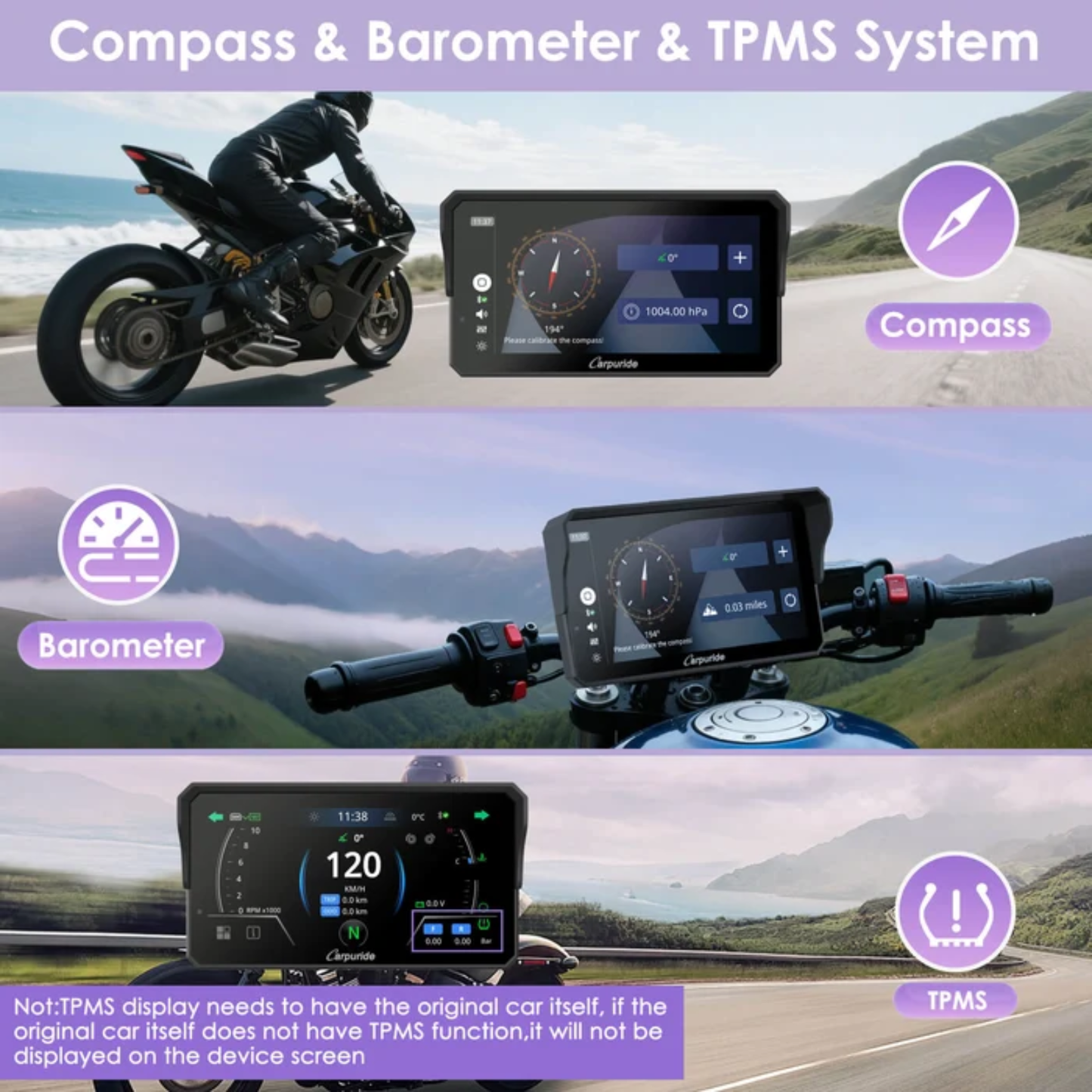 Carpuride W602BS 6-Inch BMW Motorcycle Stereo