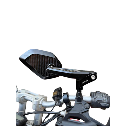 Moto Arch Universal Carbon Fiber CNC Aluminium Alloy Adjustable Rear View Mirror - White Glass