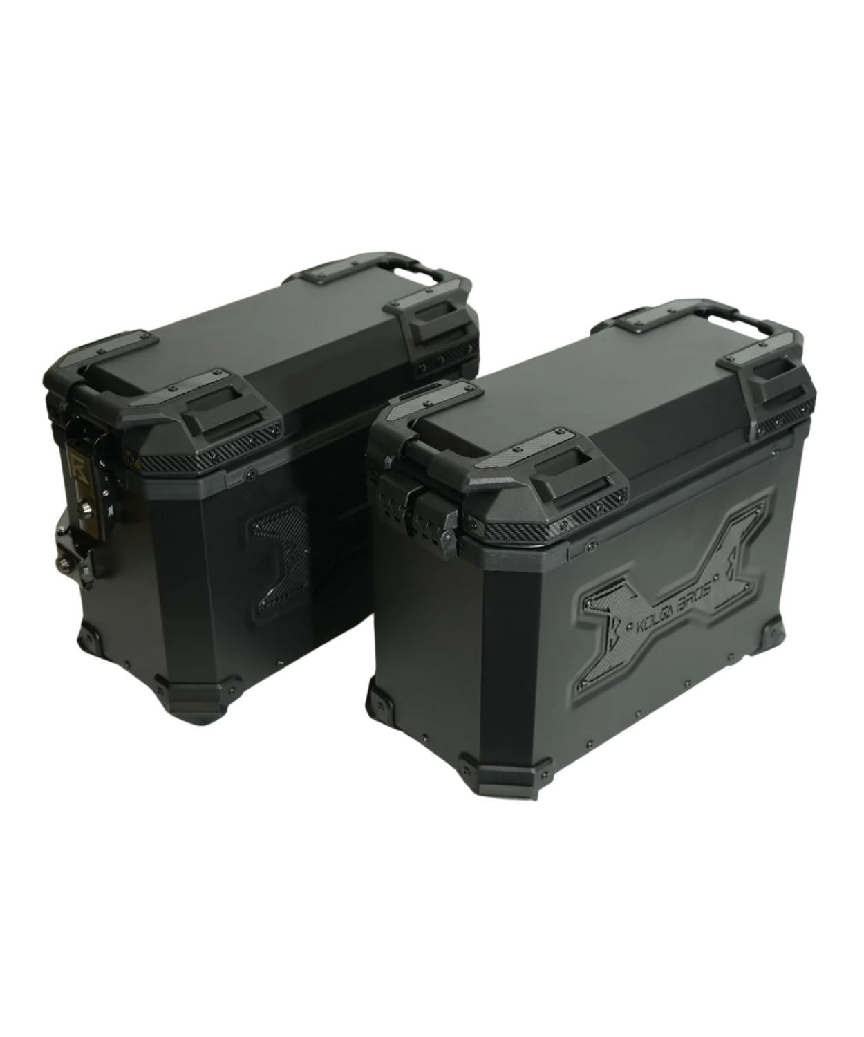 Kolga Bros Carbon Moto Alluminium Panniers 76L - Black