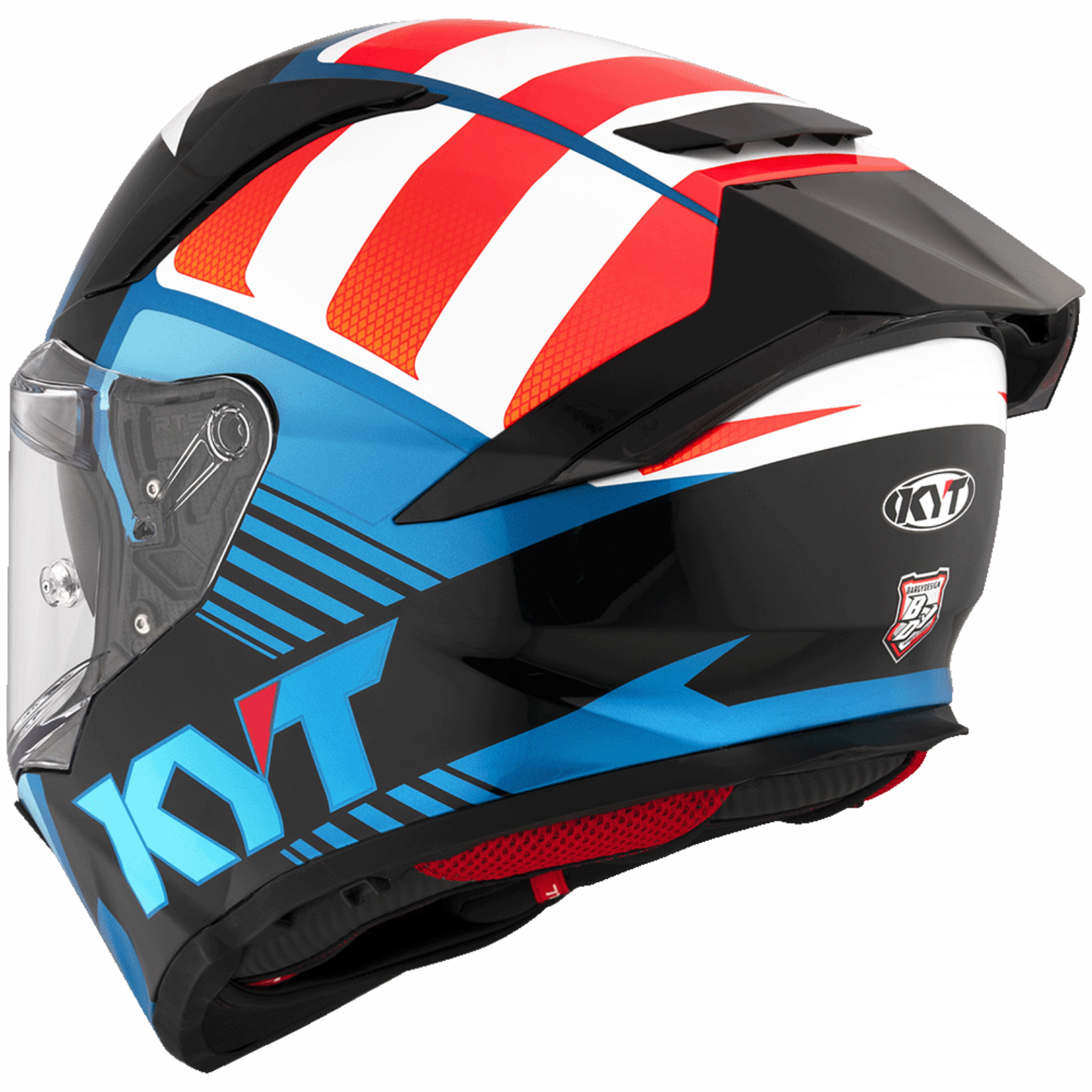 KYT R2R Pro Straight Helmet - Gloss Blue Orange White