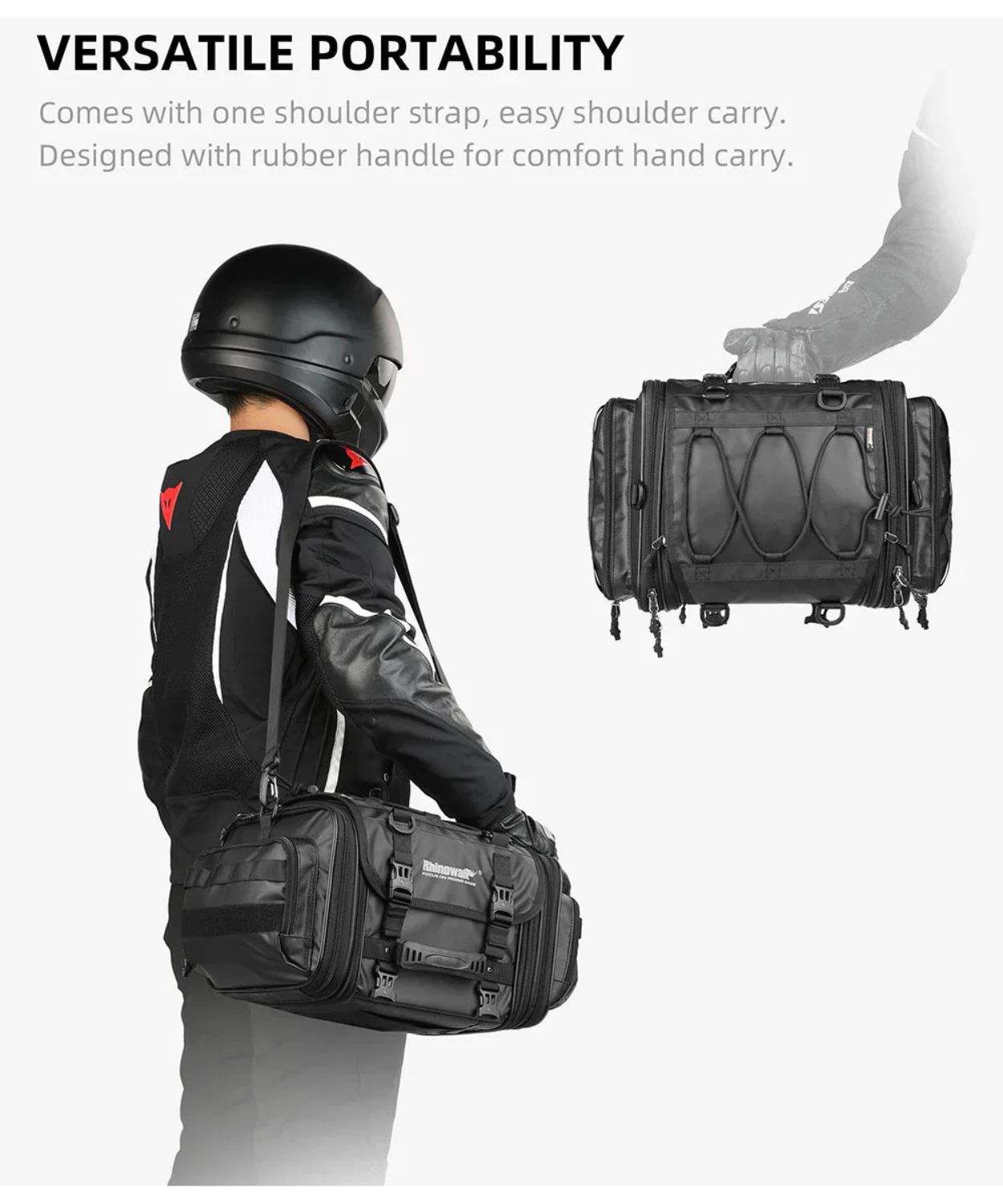 Rhinowalk Deluxe Cruiser Tail Bag 26L - Black - MT4026