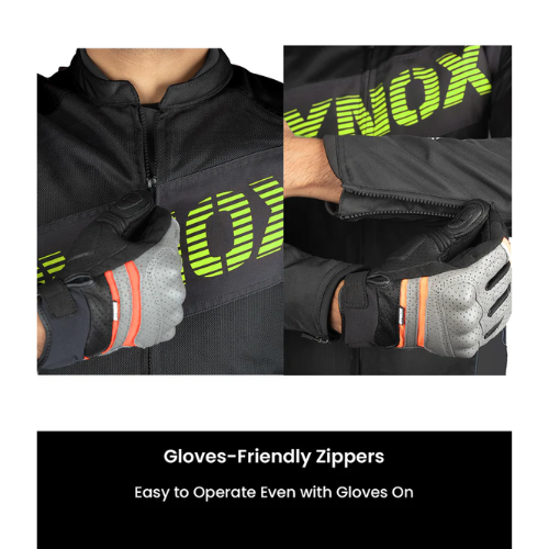 Rynox Delta GT Motorcycle Riding Jacket - Black Hi-Viz Green