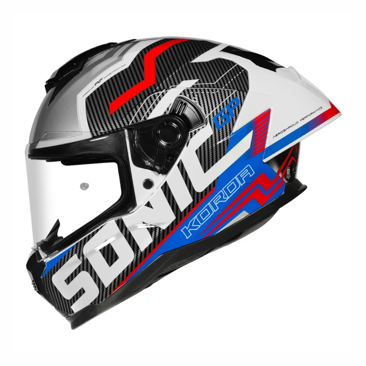Korda Sonic GP SPI-D Helmet - Gloss Silver White Blue