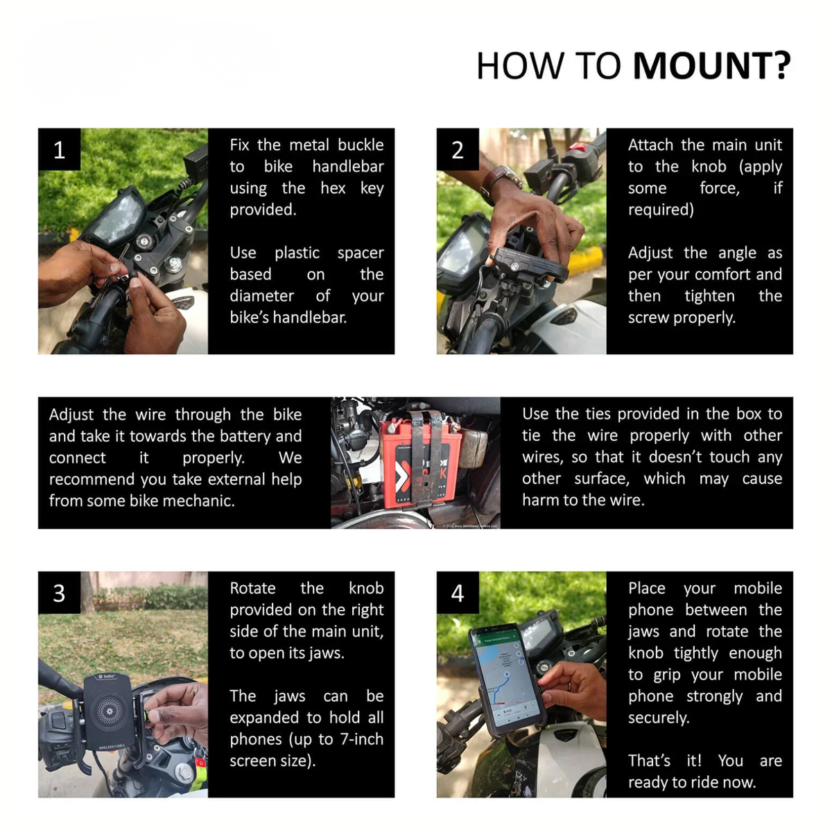 BOBO BM12 Bike Phone Holder Motorcycle Mobile Mount - BOBO