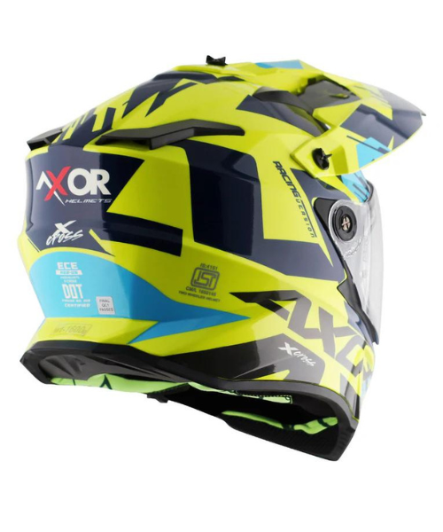 Axor X-cross X1 Dual Visor Helmet - Neon Yellow Blue